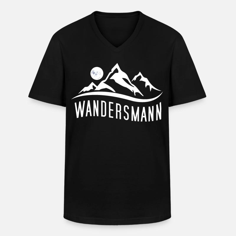 Wandersmann - Für passionierte Wanderer - Männer-T-Shirt mit V-Ausschnitt - Schwarz
