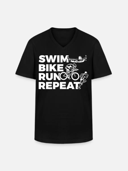 Swim Bike Run Repeat - Men's V-Neck T-Shirt - black