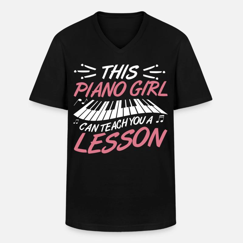 Pianist Mädchen - Männer-T-Shirt mit V-Ausschnitt - Schwarz
