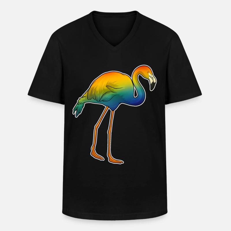 Flamingo Regenbogen - Männer-T-Shirt mit V-Ausschnitt - Schwarz