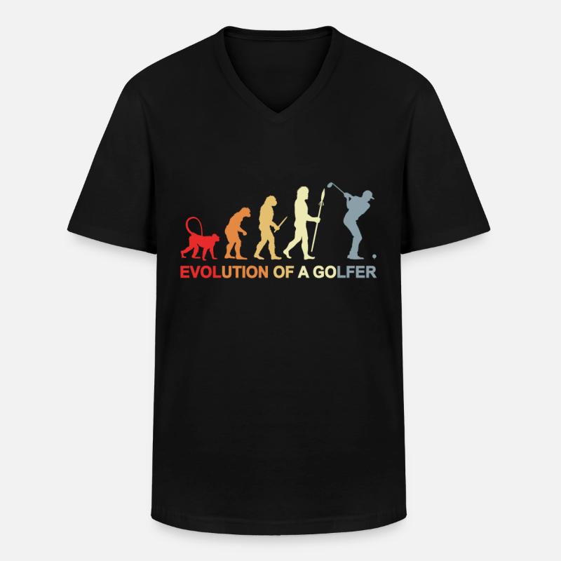 Golfer Evolution - Männer-T-Shirt mit V-Ausschnitt - Schwarz