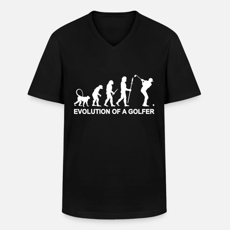 Evolution eines Golfers - Männer-T-Shirt mit V-Ausschnitt - Schwarz