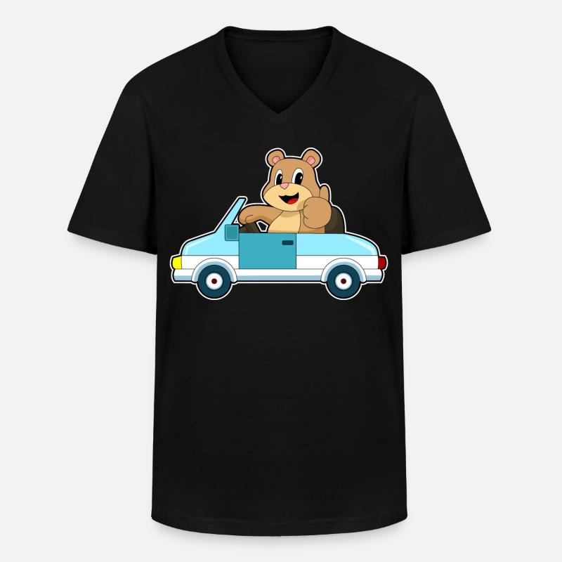 Bär Auto - Männer-T-Shirt mit V-Ausschnitt - Schwarz