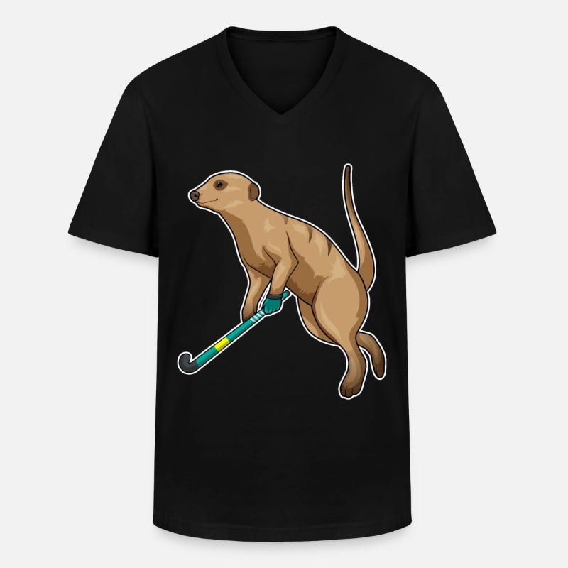 Erdmännchen Feldhockey Feldhockeyschläger - Männer-T-Shirt mit V-Ausschnitt - Schwarz
