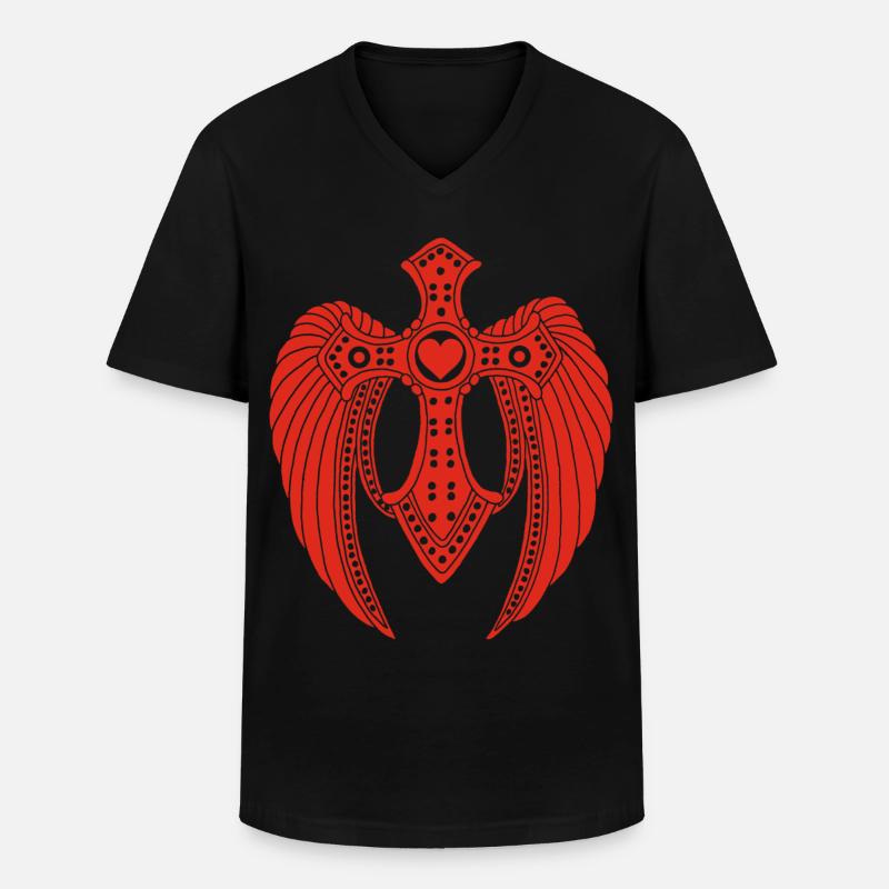 Roter gefallener Engel - Männer-T-Shirt mit V-Ausschnitt - Schwarz