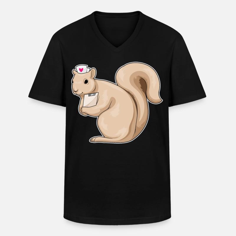 Eichhörnchen Krankenschwester Herz - Männer-T-Shirt mit V-Ausschnitt - Schwarz