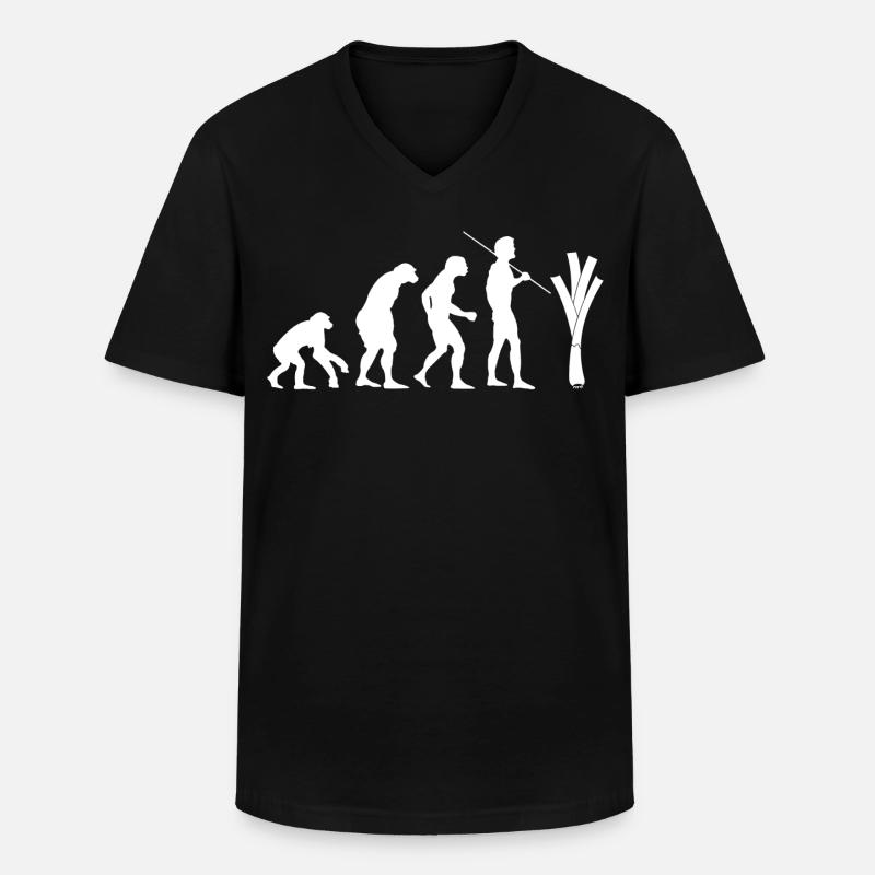 Evolution des Lauchs (weiß) - Männer-T-Shirt mit V-Ausschnitt - Schwarz