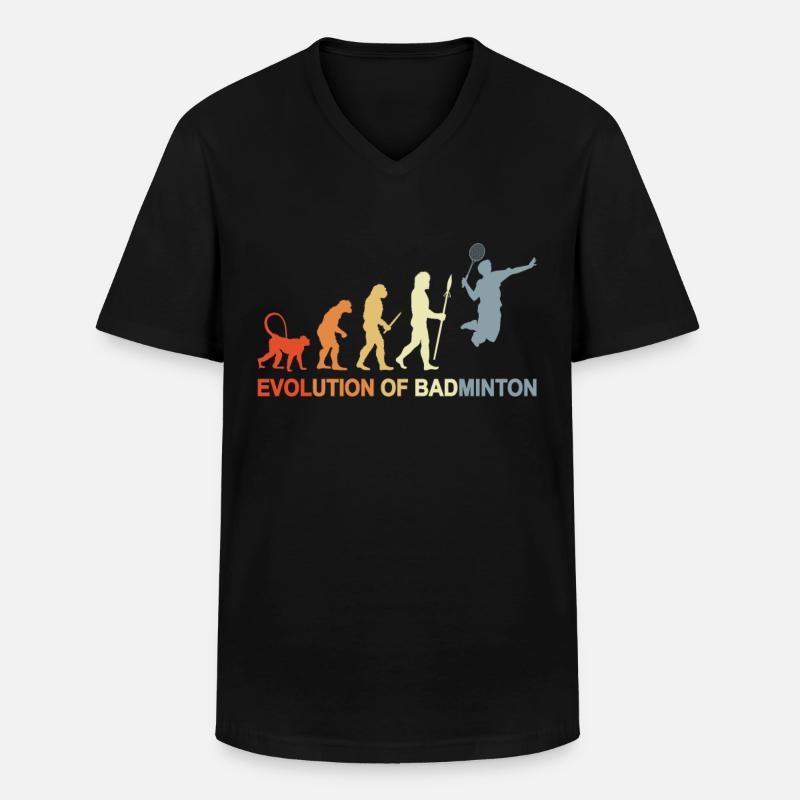 Badminton Evolution - Männer-T-Shirt mit V-Ausschnitt - Schwarz