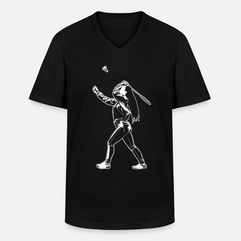 Badminton Mädchen - Männer-T-Shirt mit V-Ausschnitt - Schwarz