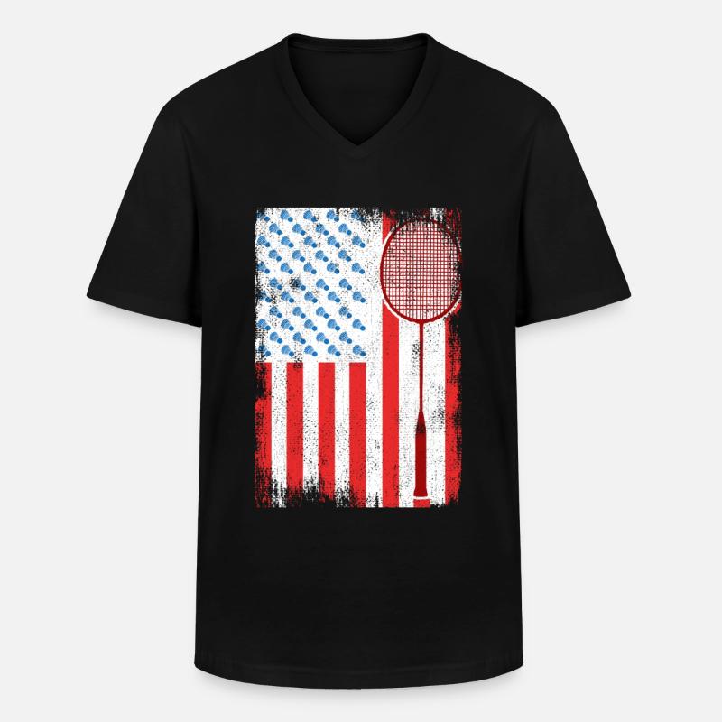4. Juli Badminton - Männer-T-Shirt mit V-Ausschnitt - Schwarz