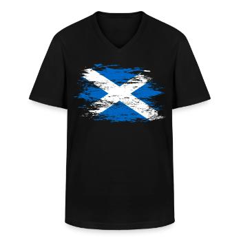 Schottland Flagge used - Männer-T-Shirt mit V-Ausschnitt - Schwarz - Vorne - AI Model Male 178 dark (178cm)