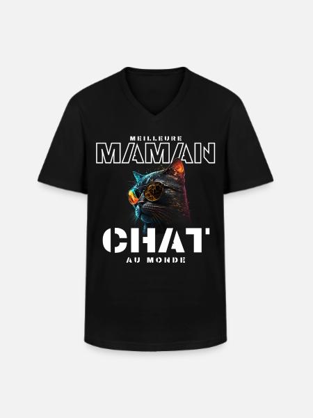 Meilleure Maman Chat Mondiale - T-shirt col V Homme - noir