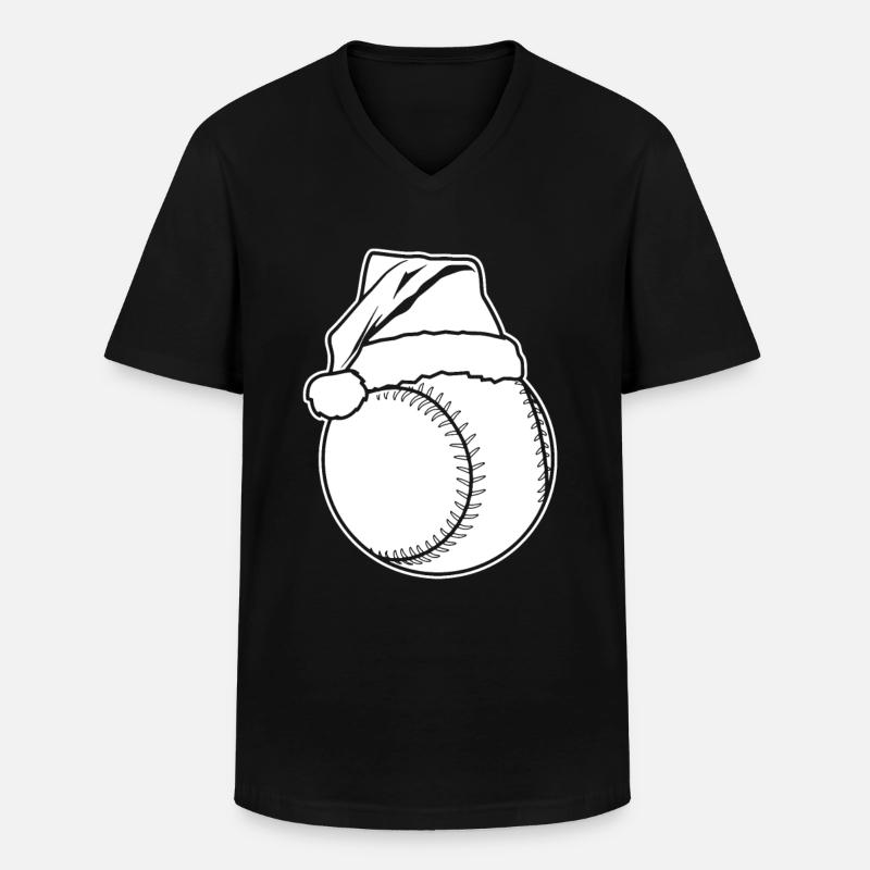 Baseball Weihnachten - Männer-T-Shirt mit V-Ausschnitt - Schwarz