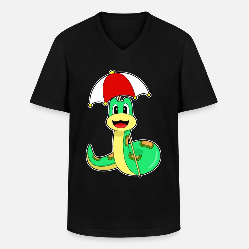 Schlange Regenschirm - Männer-T-Shirt mit V-Ausschnitt - Schwarz