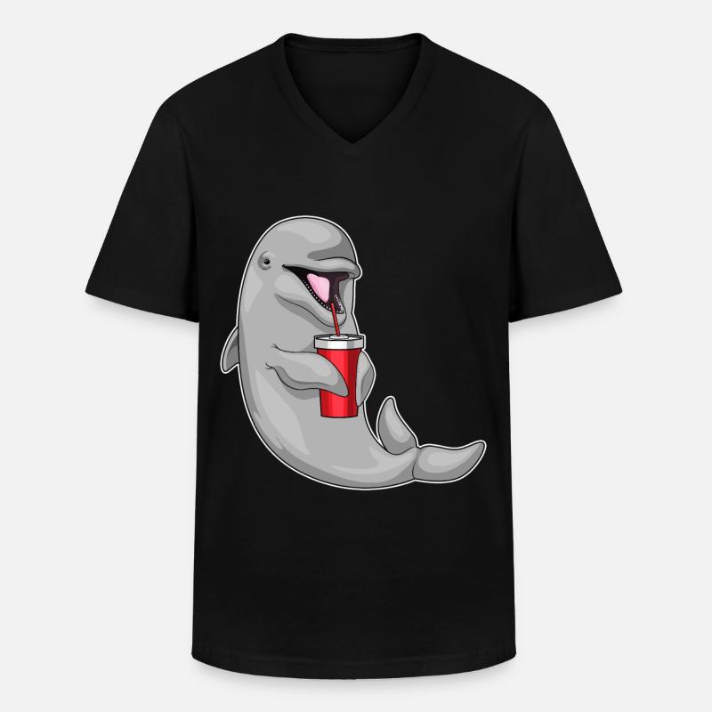 Delfin Trinkbecher - Männer-T-Shirt mit V-Ausschnitt - Schwarz