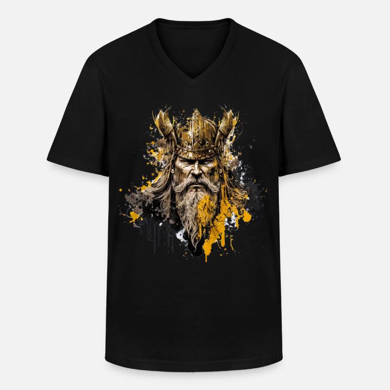Viking ink splatter style - Männer-T-Shirt mit V-Ausschnitt - Schwarz