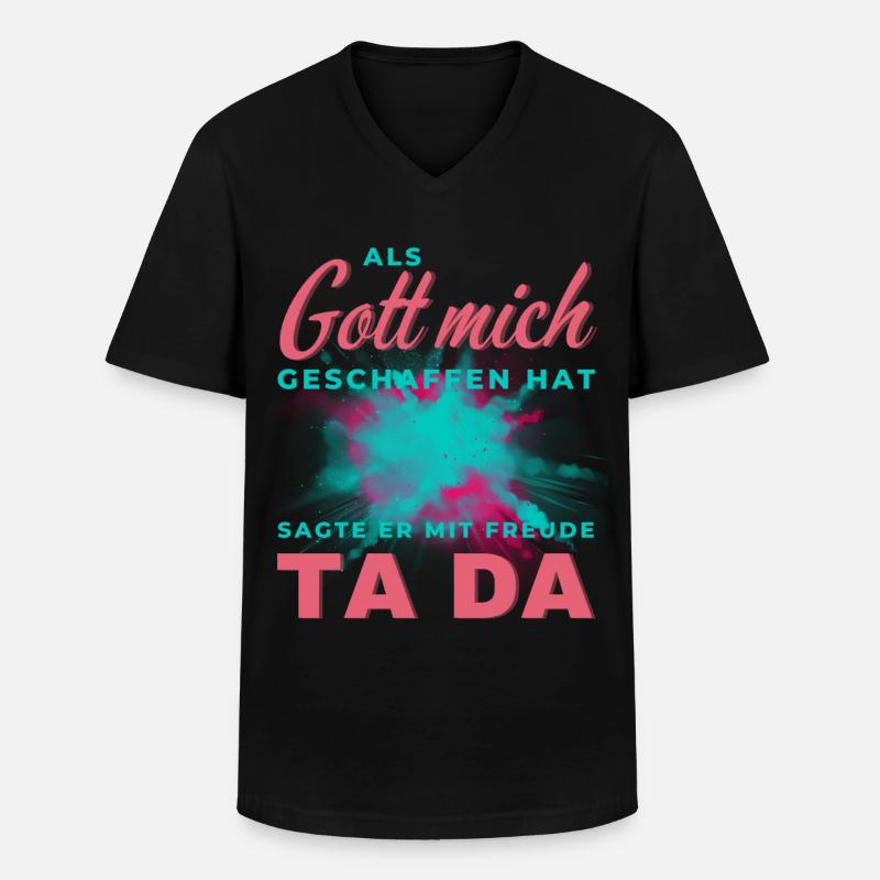 Bunter Schrift-Splash TA DA - Männer-T-Shirt mit V-Ausschnitt - Schwarz