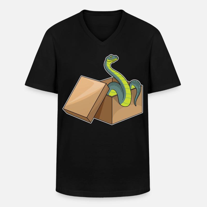 Schlange Karton - Männer-T-Shirt mit V-Ausschnitt - Schwarz