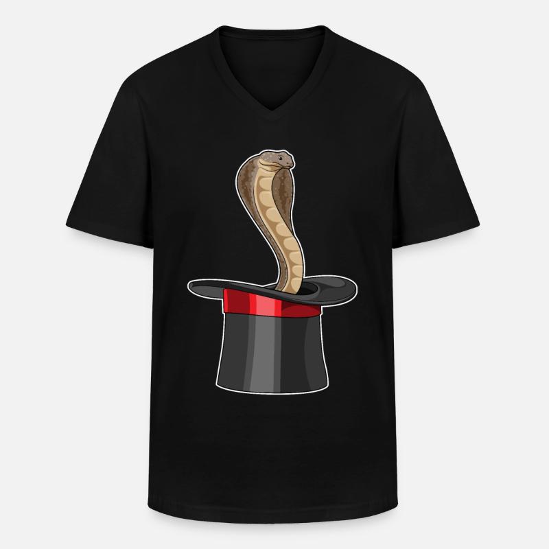 Schlange Zauberer Zylinder - Männer-T-Shirt mit V-Ausschnitt - Schwarz