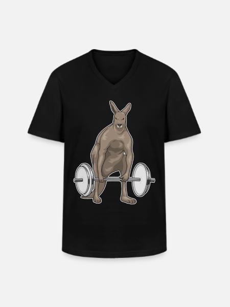 Kangaroo Bodybuilder Barbell Bodybuilding - Men's V-Neck T-Shirt - black
