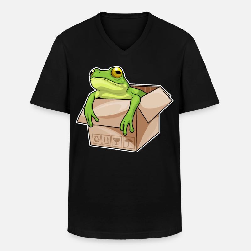 Frosch Karton - Männer-T-Shirt mit V-Ausschnitt - Schwarz