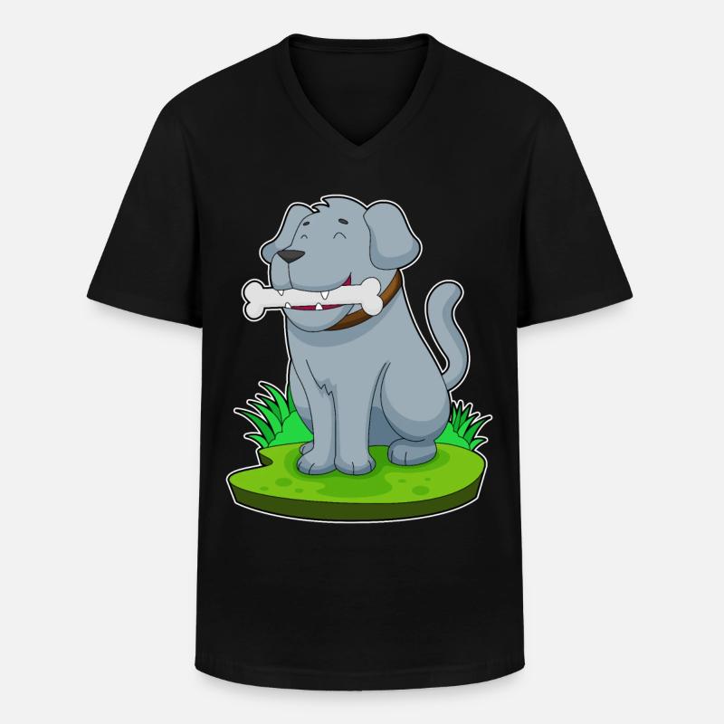 Hund Knochen - Männer-T-Shirt mit V-Ausschnitt - Schwarz