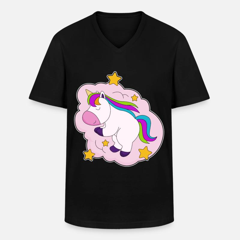 Einhorn Wolken - Männer-T-Shirt mit V-Ausschnitt - Schwarz