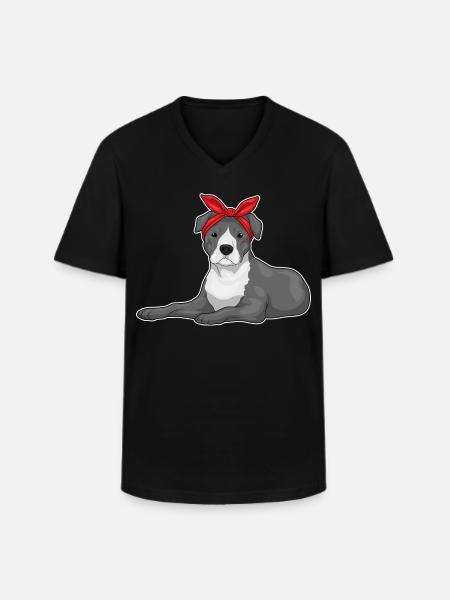 Arc de cheveux de pitbull - T-shirt col V Homme - noir