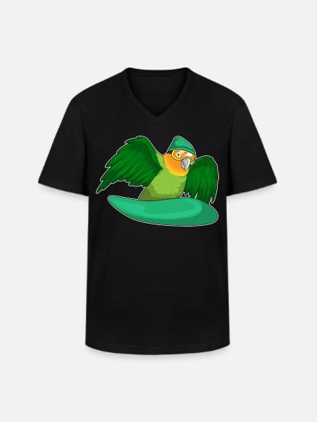Parrot Snowboarder Snowboard - Men's V-Neck T-Shirt - black