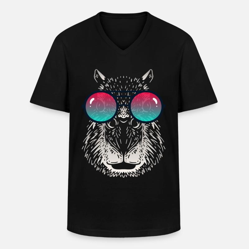 Cooles Capybara mit Sonnenbrille - Männer-T-Shirt mit V-Ausschnitt - Schwarz