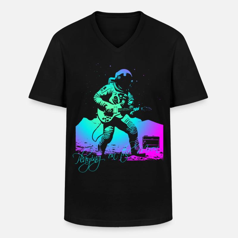 Playing On The Moon - Männer-T-Shirt mit V-Ausschnitt - Schwarz