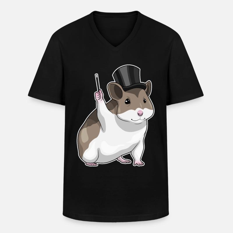 Hamster Zauberer Zauberstab - Männer-T-Shirt mit V-Ausschnitt - Schwarz