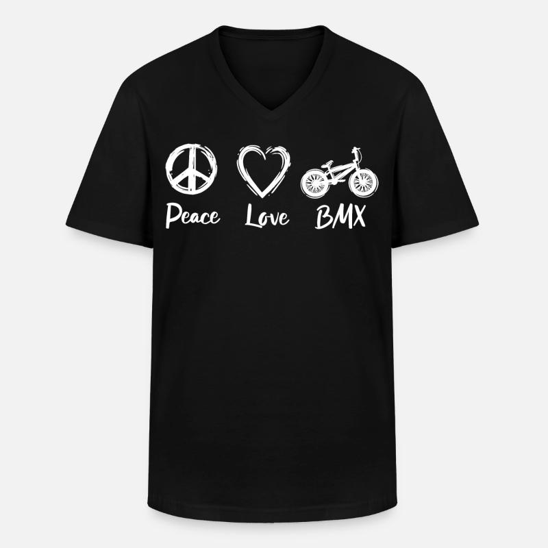 Peace Love BMX - Männer-T-Shirt mit V-Ausschnitt - Schwarz