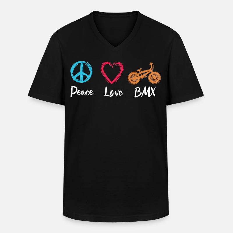 Frieden Liebe BMX - Männer-T-Shirt mit V-Ausschnitt - Schwarz
