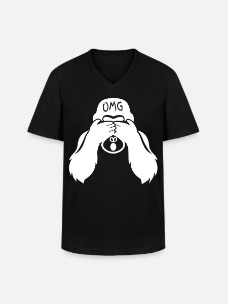 Witziger Gorilla OMG Affe - Männer-T-Shirt mit V-Ausschnitt - Schwarz