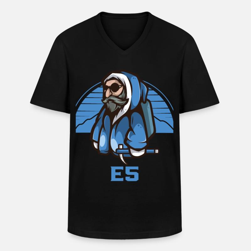 Alpenüberquerung E5 Alpenüberquerer - Männer-T-Shirt mit V-Ausschnitt - Schwarz