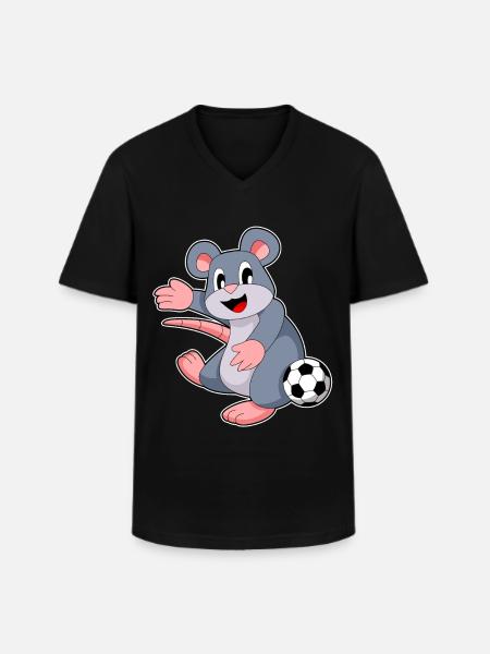 Mouse Soccer Player Soccer - Men's V-Neck T-Shirt - black