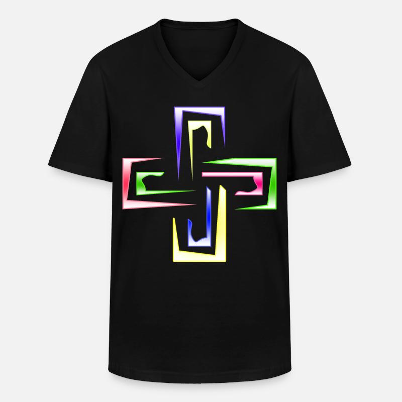 Neon Prism Frames abstraktes Logo - Männer-T-Shirt mit V-Ausschnitt - Schwarz