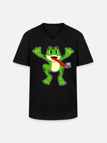Frog fly - Men's V-Neck T-Shirt - black