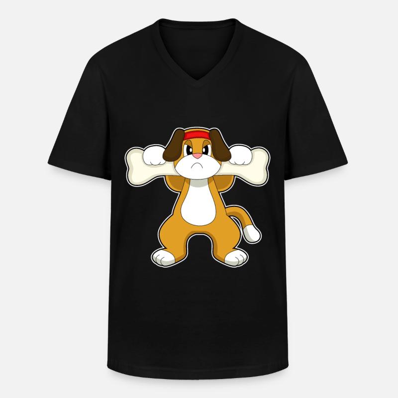 Hund Bodybuilder Knochen - Männer-T-Shirt mit V-Ausschnitt - Schwarz