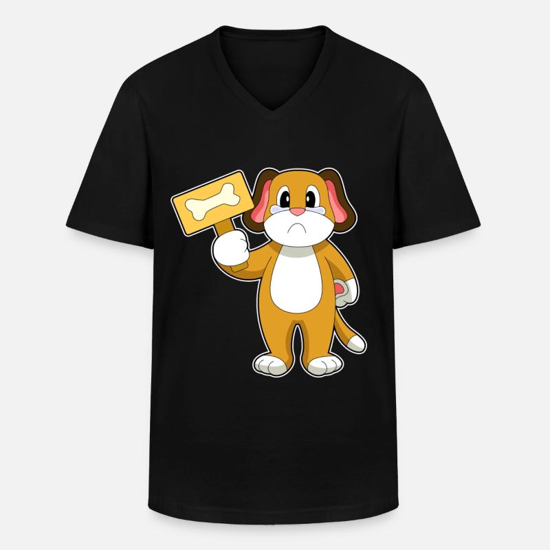 Hund Knochen - Männer-T-Shirt mit V-Ausschnitt - Schwarz