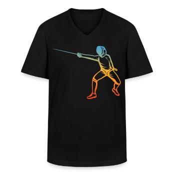 Fencing Drawing - Men's V-Neck T-Shirt - black - Front - AI Model Male 178 dark (178cm)
