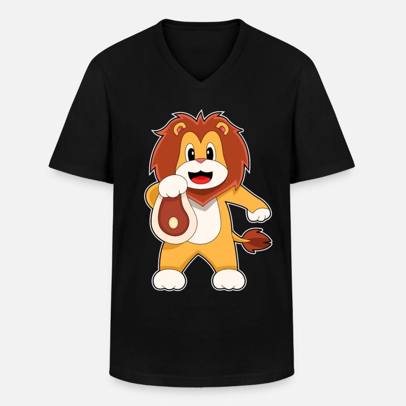 Löwe Fleisch - Männer-T-Shirt mit V-Ausschnitt - Schwarz