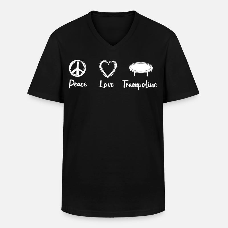 Peace Love Trampoline - Männer-T-Shirt mit V-Ausschnitt - Schwarz