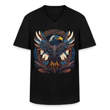 Native American Adler Indianer Falke Tier - Männer-T-Shirt mit V-Ausschnitt - Schwarz - Vorne - AI Model Male 178 dark (178cm)