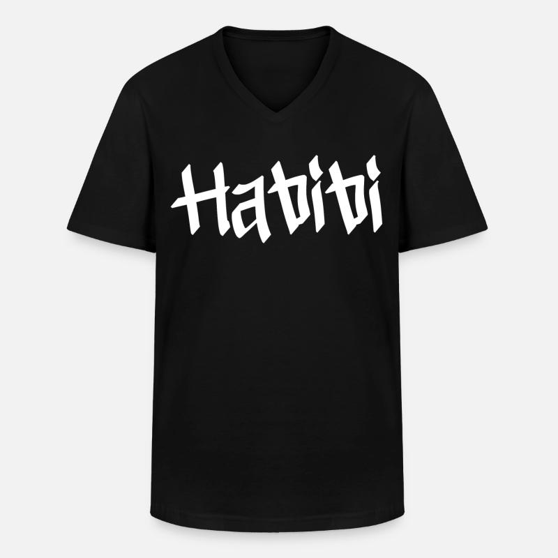 Habibi - Männer-T-Shirt mit V-Ausschnitt - Schwarz