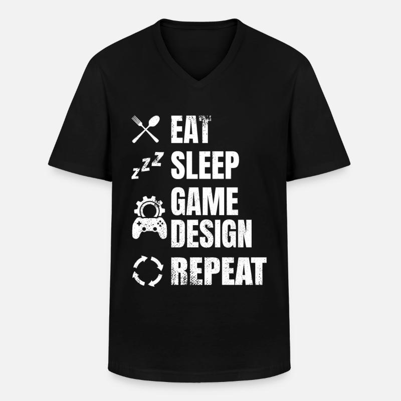 Game Designer Routine - Männer-T-Shirt mit V-Ausschnitt - Schwarz