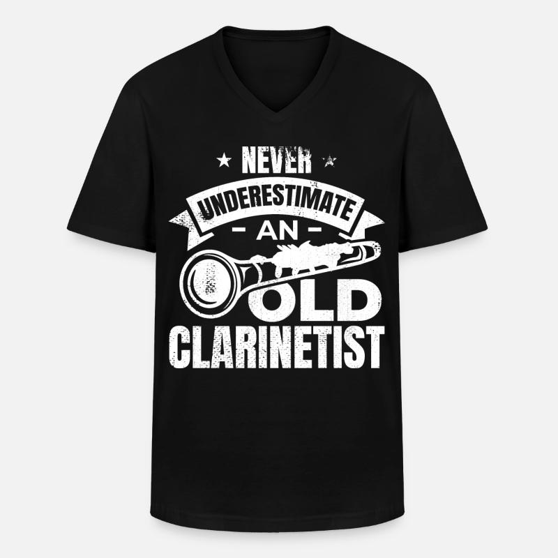 Klarinetten Opa - Männer-T-Shirt mit V-Ausschnitt - Schwarz
