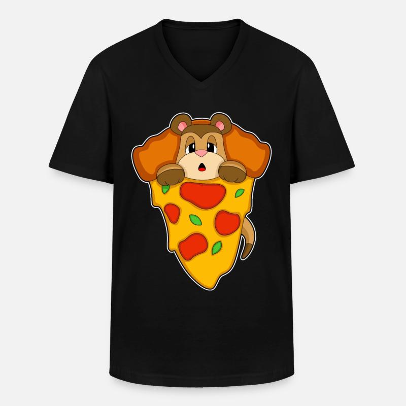 Erdmännchen Pizza - Männer-T-Shirt mit V-Ausschnitt - Schwarz