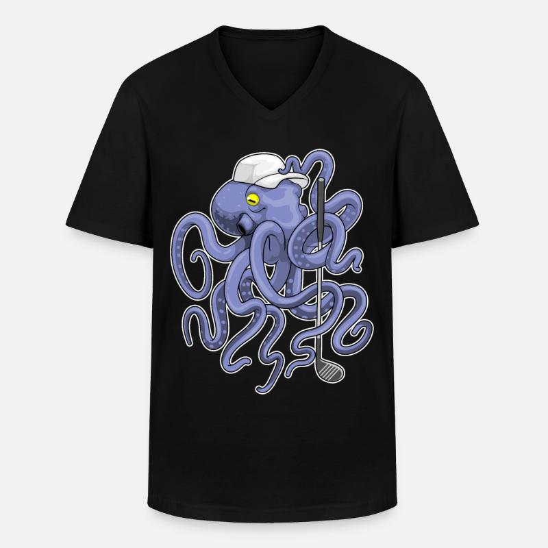 Krake Golf Golfschläger - Männer-T-Shirt mit V-Ausschnitt - Schwarz